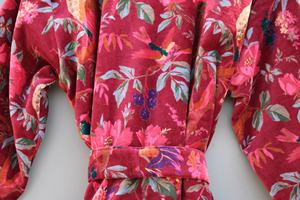 Kimono de terciopelo de algodón 100% para mujer, bata de verano, invierno, Floral, con cuello en V, cinturón, albornoz, Maxi vestido indio hecho a mano - Product Image 5