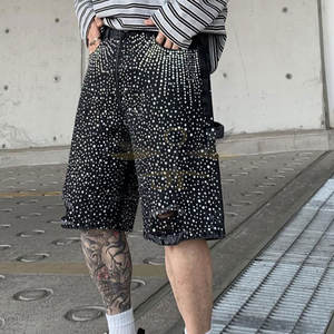 กางเกงขาสั้นสำหรับผู้ชายกางเกงขาสั้นพลอยเทียมสีตัดกันทำจากพลอยเทียม - Product Image 6