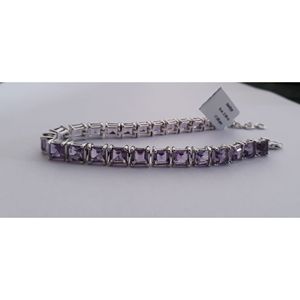 Pulsera de tenis de amatista natural para mujer en plata de ley 925 Shah Gems, accesorio de moda - Product Image 2