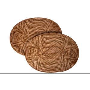 Sous-verres ronds en rotin tissés à la main avec support napperons tissés à la chaleur isolés par poterie ensemble de sous-verres écologiques - Product Image 5