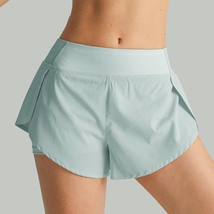 Nuevos pantalones cortos de mezclilla de cintura media para mujer, secado rápido, transpirable, entrenamiento atlético, doble capa, ropa de Fitness y Yoga, bolsillos lavados - Product Image 4
