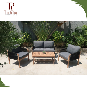 Ensemble de canapé contemporain en bois d'acacia (4 pièces) avec table pour l'extérieur, le jardin et l'hôtel Meubles écologiques du Vietnam - Product Image 4