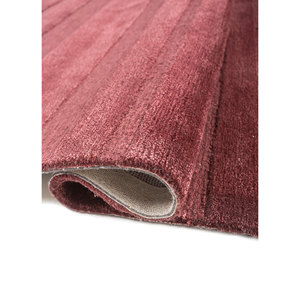 Alfombra Rectangular Abstracta a Rayas de Lana y Viscosa Hecha a Mano en Rojo y Naranja para Sala de Estar o Pasillo -TNQ-3299 - Product Image 2