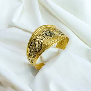 925 <b>Silver</b> Noor Chittai Gold Polished Adjustable <b>Cuff</b> <b>Bracelets</b> Fashionable Bangles for Women - Product Image 1