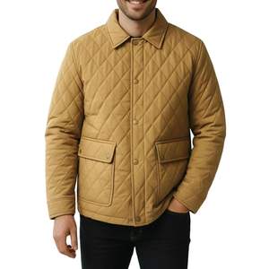 Veste chemise matelassée jaune pour homme, logo personnalisé, veste à bulles légère, vêtements d'extérieur d'hiver, veste rembourrée streetwear pour homme - Product Image 1