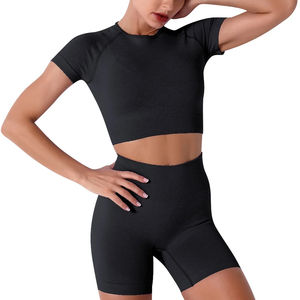Conjunto de ropa deportiva de gimnasio Reversible de alta calidad para mujer, ropa activa de Yoga transpirable, logotipo personalizado, ropa de Fitness que absorbe el sudor de 2 piezas - Product Image 5