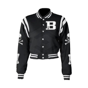 Pakistan Manufactured High Quality Lightweight OEM Crop Top Letterman <b>Jackets</b> <b>Short</b> Knitted Processing - Product Image 1