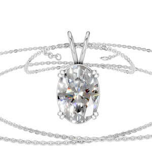 Collar de Moissanita de Joyería Fina Clásica para Mujer, Corte Ovalado de 3 Quilates, Cadena de Eslabones de Oro de 14K, Colgante de Lujo para Fiesta - Product Image 1