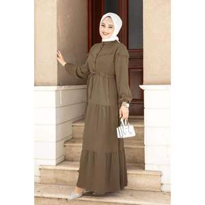 Vestido con cinturón túnel marrón - Product Image 1