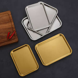 Plateau en acier inoxydable pour servir des collations, pour la maison, l'hôtel, le restaurant, le café, le bar, présentoir alimentaire, stockage, durable, usage commercial quotidien, XL - Product Image 2