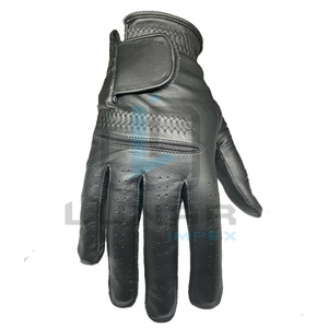 Golfeurs professionnels main gauche cuir Cabretta noir poignée forte gants de Golf respirant sans pression en peau de mouton paume poignée de Golf - Product Image 5