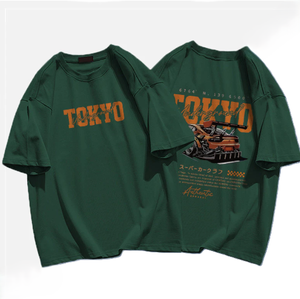 เสื้อยืดคอกลมแขนสั้นผ้าคอตตอนหน้าร้อนเสื้อยืดพิมพ์ลายกราฟิกแนวสตรีท Tokyo ทันสมัย - Product Image 1