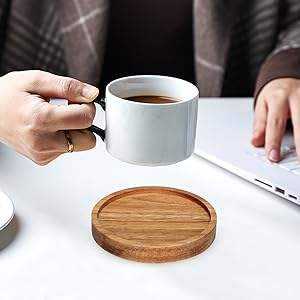 Stylish Wooden Coasters Rustic Natural Drink Mats Perfect for <b>Table</b> <b>Protection</b> in Home and Office Use - Product Image 3