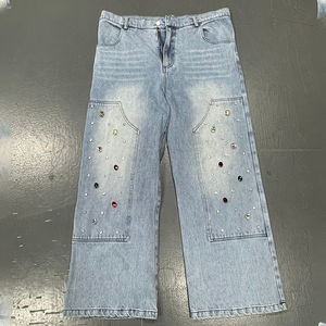 Pantalones Vaqueros de Mezclilla para Hombre, Diseño Personalizado de Alta Calidad, Estilo Urbano, 100% Algodón, Remaches, Lavado Vintage - Product Image 1