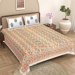 Indian Handcrafted Hand Block Printed Bedsheets Bedding Sets Bedsheet with <b>Pillow</b> Cover Latest Luxury Perfect for Elegant Decor - Product Image 2