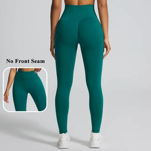 High Quality Women's S-L High Waist Seamless Sports Leggings Breathable Butt Scrunch Quick Dry <b>Nylon</b>/Spandex Elastic Waist - Product Image 1