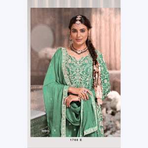 Premium Tissue Crush con trabajo cosido Sui Work Palazzo trajes mangas pesadas con trabajo hecho a mano producto a granel - Product Image 5