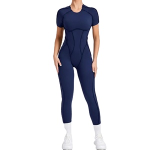Combinaison de yoga pour femmes, col montant, manches longues, couleur unie, respirante, séchage rapide, légère, grande taille, pour la salle de sport et l'entraînement - Product Image 1