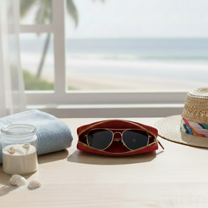 Étui à lunettes de soleil artisanal |   Étui à lunettes en tissu de qualité supérieure, broderie à la main, fermeture à rabat sécurisée, doublure douce, portable et protecteur - Product Image 2