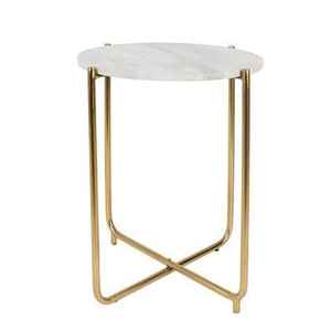 Ensemble moderne de 2 tables d'appoint arrondies en métal forgé avec dessus en marbre Accessoires de meubles de maison - Product Image 6