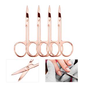 Rose Gold Stainless Steel Curved Nail <b>Scissors</b> Sharp Blade Cuticle Remover Beauty Tool For Manicure And Pedicure - Product Image 2