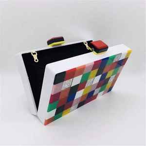 Pochette de soirée multicolore pour femme, en résine, avec perles, plaqué or, luxe, papillon, charme solide, ensemble de pochettes pour mariage - Product Image 5