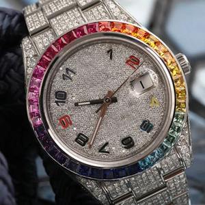 Montre-bracelet de luxe à mouvement à quartz avec cadran noir serti de diamants en moissanite, avec date, de fournisseur indien - Product Image 1