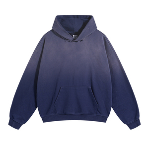 เสื้อฮู้ดดี้ผ้าฝ้าย 100% ทรงหลวม ไหล่ตก สไตล์วินเทจ ล้างสีไล่ระดับ แบบยูนิเซ็กส์  งานถักแบบดิสเทรส สตรีทแวร์ - Product Image 5