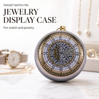 Boîtes métalliques fantaisie de haute qualité en gros, imprimées avec des motifs exquis, en forme de montre de poche, rondes, pour bijoux, artisanat, souvenirs, étuis de présentation
