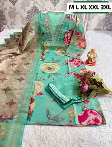 ผ้าไหม JARNA ที่น่าสนใจพร้อมกางเกงทำงานด้วยมือและ Dupatta ช้อปปิ้งออนไลน์จากอินเดียในอัตราที่ต่ำที่สุด - Product Image 4