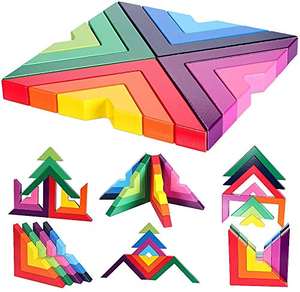 Blocs de nidification arc-en-ciel en bois jouet blocs arc-en-ciel en bois jouet bloc arc-en-ciel de Tradnary - Product Image 2