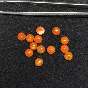 网上大尺寸圆形制造商工厂价格9毫米天然橙色蛋白石光滑凸圆形松散宝石最低价格