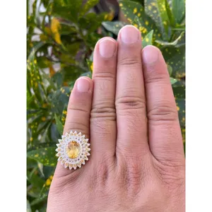 <b>925</b> <b>Silver</b> Natural Citrine <b>Ring</b> Oval Cut Topaz Garnet Yellow Gold Platinum Jewelry Fine Fashion Gemstone <b>Ring</b> for Everyday Wear - Product Image 6