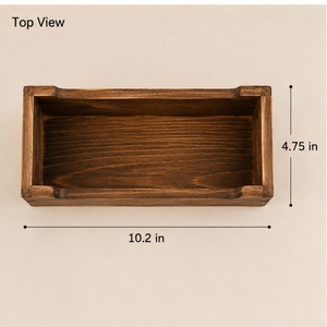Wooden Mail Storage Box Rectangle <b>Rustic</b> Design Dark Brown <b>Desk</b> Organizer Single Tier Lacquered Finish - Product Image 2