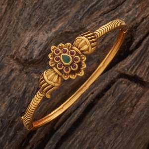 Victorian Fashion Bangle-Antique Kada Copper Alloy Gold Polish Flower Shape Wedding Occasion 184522 - Product Image 1