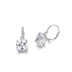 Orecchini a Leva in Argento Sterling con Cristallo Quadrato Autentico, Eleganti Orecchini con Cristalli - Product Image 1