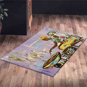 Tapis imprimé ethnique - Tapis d'escalier d'intérieur avec motif femme africaine cuisinant, tapis en chenille - Product Image 5