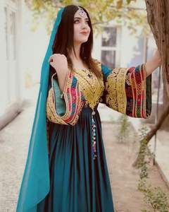Dernière robe Kuchi en velours afghan Vêtements de fête Manches brodées et robes Styles Plus Size and Winter Afghan Kochi Dress - Product Image 1