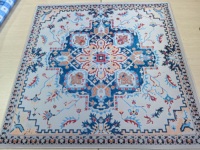 Karpet Oriental Persia Vintage Motif Mahjong Alas Karet Anti Selip Biru Merah Pola Bunga Etnik Gaya Karpet Persia Klasik