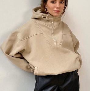 Hoodies pour femme laine à capuche ensemble hiver polaire 2 pièces femmes ensemble haut court sweat à capuche oversize femmes sweat - Product Image 1