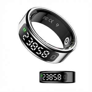 Stainless Steel Smart Ring LED Display Heart Rate Sports Health Monitor BT IP68 Waterproof App Control Sleep Tracker - Product Image 1