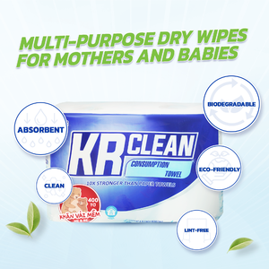 ผ้าเช็ดทำความสะอาดแบบไม่ถักทอ KrClean 400 ชิ้น ขนาดสั่งทำได้ ย่อยสลายได้ทางชีวภาพ ใช้แล้วทิ้ง เหมาะสำหรับแม่และเด็ก - Product Image 2