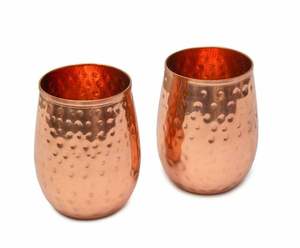 Handmade pure copper <b>glass</b> for drinking water with antique hammered design for Ayurvedic health benefits use daily - Product Image 1