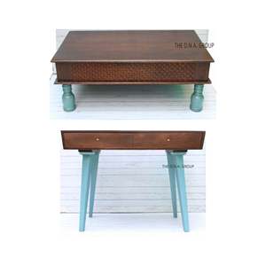 Modelo indio 1 Mesa de madera con almacenamiento hecho a mano en madera - Product Image 4