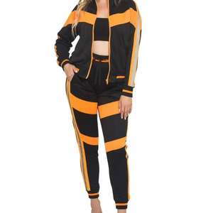 Survêtement décontracté pour femmes, tailles XL et plus, en molleton 100% coton écologique, respirant, coupe-vent, avec fermeture éclair sur le devant, style automne - Product Image 1