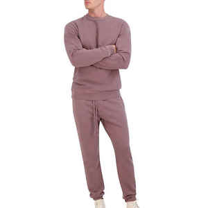 Conjunto Deportivo Casual de Talla Grande, Lavado Ácido, 100% Algodón, Cintura Elástica, Estampado Sólido, Transpirable, para Invierno, Fútbol, con Logotipo Personalizado - Product Image 1