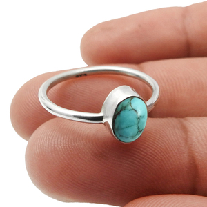 Hot Selling Good Quality 925 Sterling Silver Natural <b>Turquoise</b> Gemstone Oval Shape Daily Wear Elegant <b>Ring</b> for Woman Girls India - Product Image 2