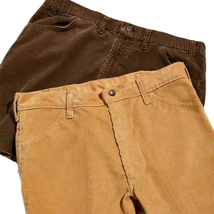 Shorts de mezclilla de cintura alta para hombre, estilo brass brown, de pana de algodón, corte holgado, 8 wales, pierna cónica, logo bordado, 5 bolsillos - Product Image 6