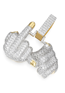 Colgante de Mano con Diseño Hip Hop, Chapado en Oro de 14k y Rodio, Plata 925, con Piedras de Moissanita Redondas con Corte Brillante VVS para Fiestas - Product Image 3