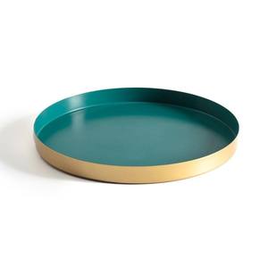 Bandeja DE SERVICIO DE ACERO INOXIDABLE duradera con Plato decorativo de esmalte dorado, accesorio de mesa de comedor para el hogar para uso en la cocina - Product Image 2